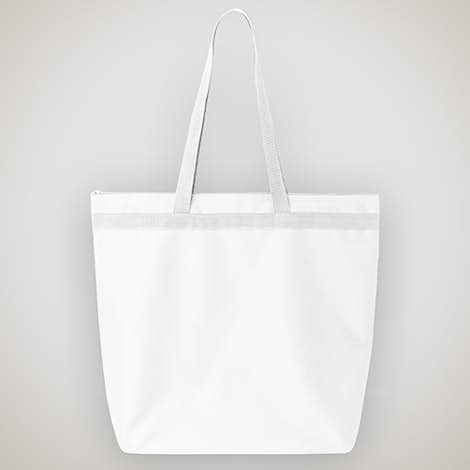 Large Recycled Poly Zippered Tote - White