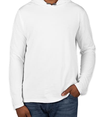 Anvil Hooded Long Sleeve T-shirt - White