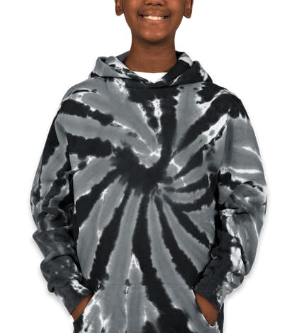 Port & Company Youth Tie-Dye Pullover Hoodie - Black