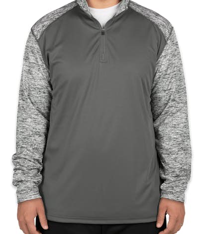 Badger Contrast Melange Quarter Zip Performance Shirt - Graphite / Graphite Blend