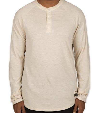 Champion Authentic Slub Long Sleeve Henley - Oatmeal Heather