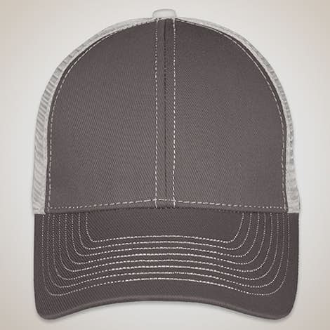Mega Cap Contrast Stitch Trucker Hat - Dark Grey / Grey