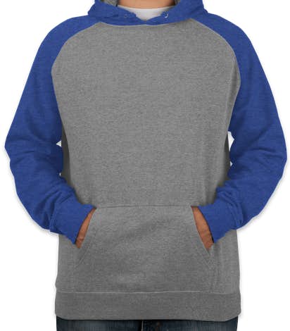 Independent Trading Heather Raglan Pullover Hoodie - Gunmetal Heather / Royal Heather
