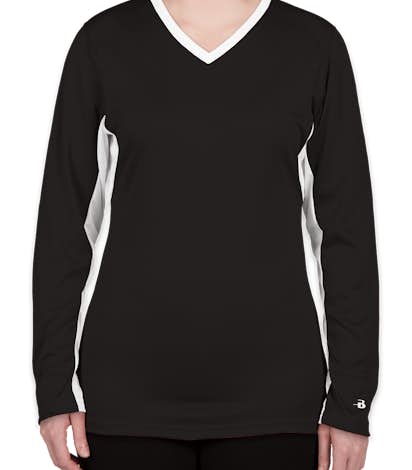 Badger Ladies Colorblock Long Sleeve Volleyball Jersey - Black / White