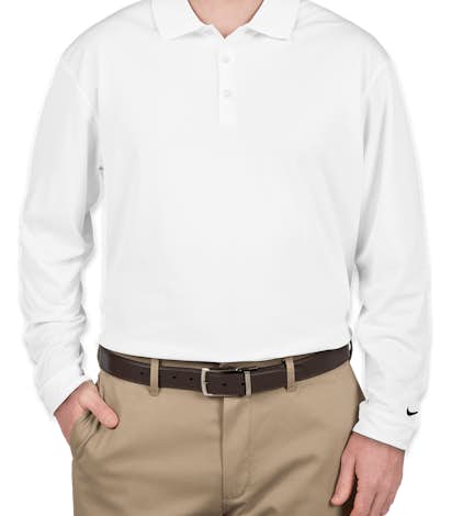 Nike Golf Dri-FIT Tech Long Sleeve Performance Polo - White