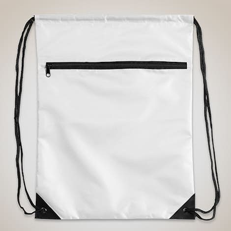 Value Zipper Drawstring Bag - White