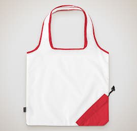 Contrast Foldaway Shopper Tote - Color: White / Red