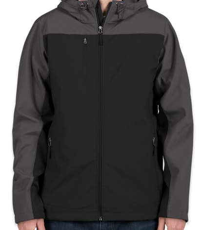 Port Authority Contrast Hooded Soft Shell Jacket - Black / Battleship Grey
