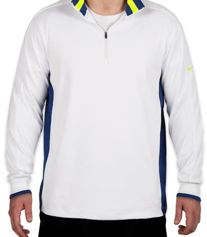 Nike Golf Dri-FIT Half Zip Performance Pullover - White / Deep Royal / Volt
