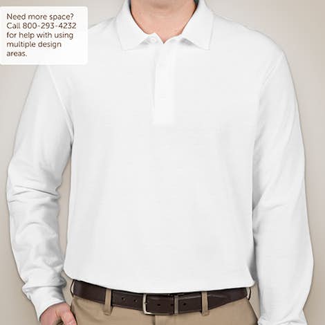 Canada - Gildan Dryblend Double Pique Long Sleeve Polo - White
