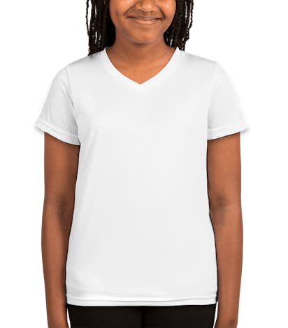 Augusta Youth Girls V-Neck Performance Shirt - White