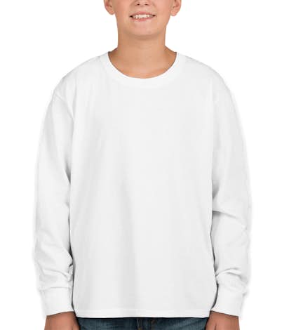 Fruit of the Loom Youth 100% Cotton Long Sleeve T-shirt - White