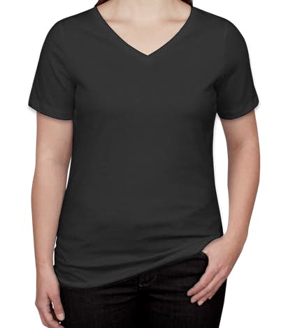 Bella Ladies Tri-Blend V-Neck T-shirt - Charcoal Black Triblend