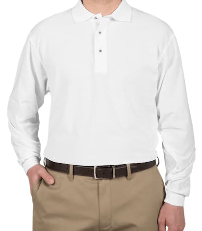 Port Authority Silk Touch Long Sleeve Polo - White