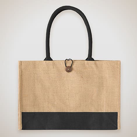 Large Jute Box Tote - Natural / Black