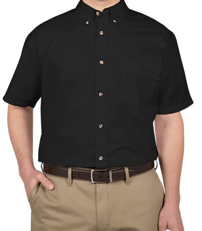 Featherlite Short Sleeve Stain Resistant Twill Shirt - Onyx Black / Stone