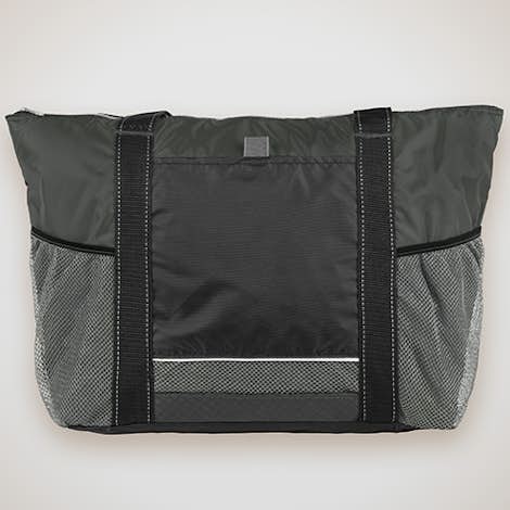 Colorblock Zippered Insulated Cooler Tote - Black / Charcoal