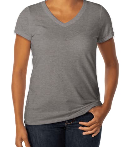 District Made Ladies Tri-Blend V-Neck T-shirt - Grey Frost
