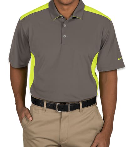 Nike Golf Dri-FIT Mesh Colorblock Performance Polo - Dark Grey / Volt