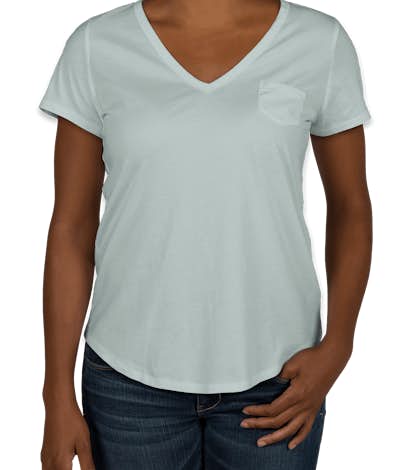 GAP Ladies Vintage Wash V-Neck with Pocket - Isis Blue
