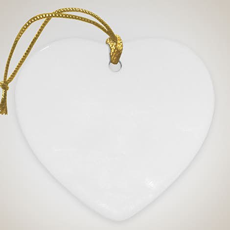 Full Color Heart Ceramic Ornament - White