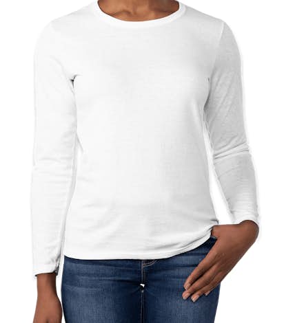 Gildan Ladies 100% Cotton Long Sleeve T-shirt - White