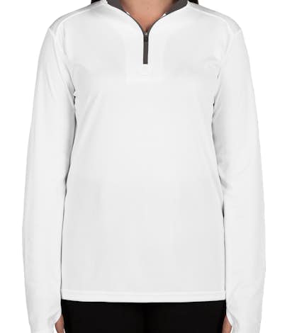 Badger Ladies Contrast Quarter Zip Performance Shirt - White / Graphite