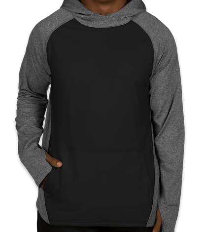 Augusta Colorblock Performance Pullover Hoodie - Graphite Heather / Black