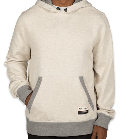 Champion Authentic Sueded Pullover Hoodie - Oatmeal Heather / Oxford Grey