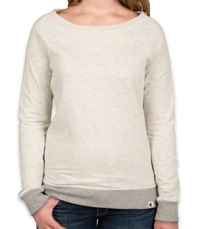 Champion Authentic Ladies French Terry Crewneck Sweatshirt - Oatmeal Heather / Oxford Grey