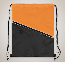 Contrast Zipper Drawstring Bag - Color: Orange