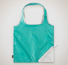 Contrast Foldaway Shopper Tote - Color: Turquoise / Silver