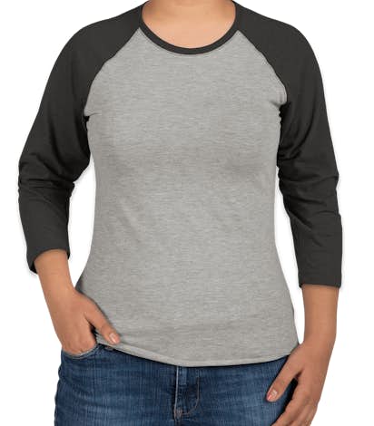 LAT Ladies Baseball Raglan - Vintage Heather / Vintage Smoke