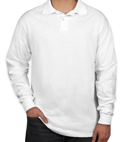 Jerzees Spotshield 50/50 Long Sleeve Jersey Polo - White