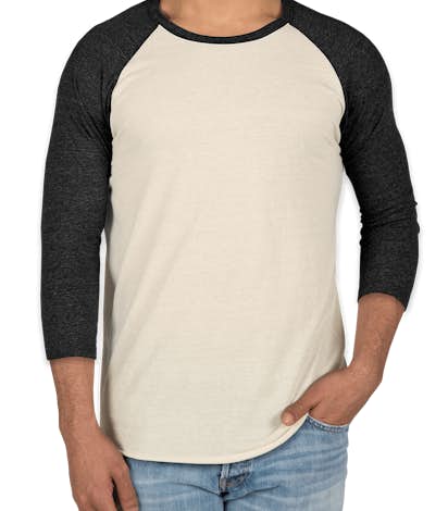 Threadfast Tri-Blend Baseball Raglan - Cream / Black Tri-Blend