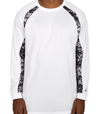 Badger Digital Camo Long Sleeve Performance Shirt - White / Black