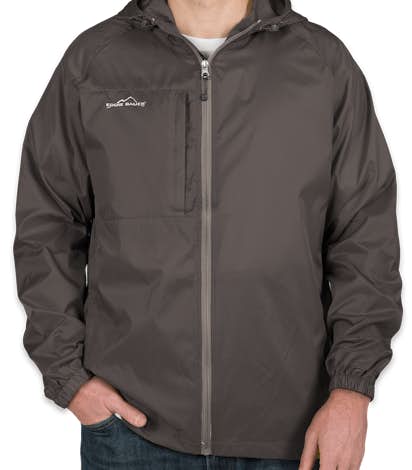 Eddie Bauer Full Zip Hooded Packable Jacket - Grey Steel