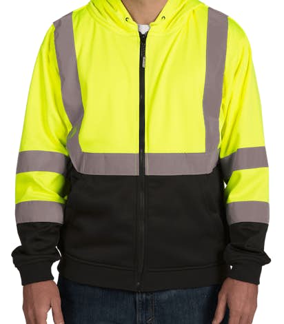 ML Kishigo Class 3 Hi-Vis Hooded Full Zip Sweatshirt - Lime