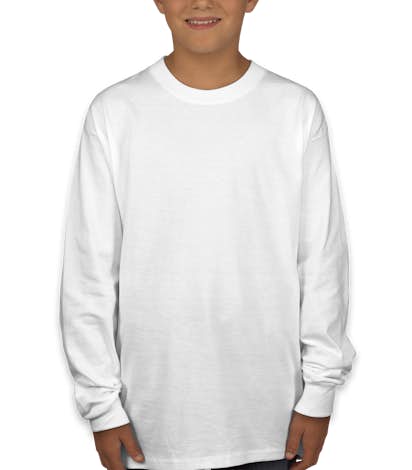 Hanes Youth ComfortSoft® Long Sleeve Tagless T-shirt - White