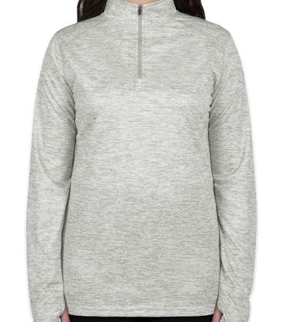 Badger Ladies Heather Quarter Zip Performance Shirt - Silver