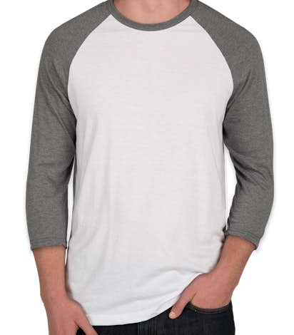 District Tri-Blend Baseball Raglan - Grey Frost / White
