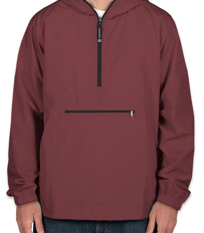 Charles River Pack-N-Go Hooded Packable Anorak - Screen Printed - Maroon