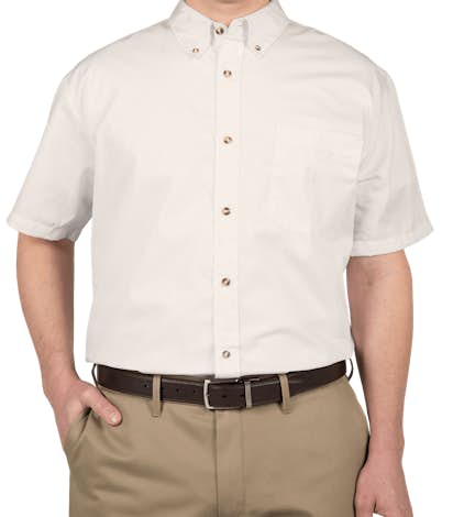 Featherlite Short Sleeve Stain Resistant Twill Shirt - Arctic White / Stone