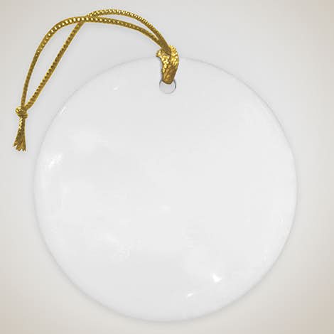 Full Color Round Ceramic Ornament - White