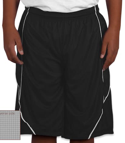 Sport-Tek Youth Micro-Mesh Reversible Contrast Shorts - Black / White