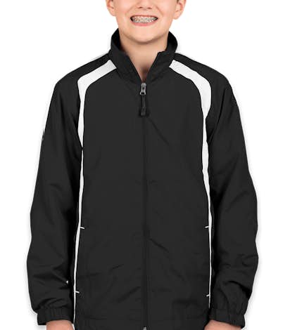 Sport-Tek Youth Full Zip Colorblock Warm-Up Jacket - Black / White