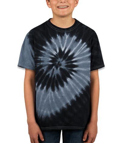 Dyenomite Youth 100% Cotton Two-Tone Spiral Tie-Dye T-shirt - Black