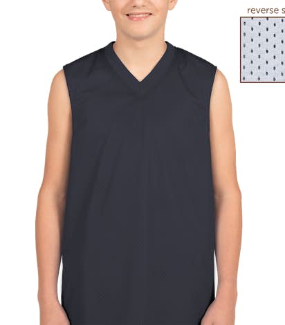 Teamwork Youth Fadeaway Reversible Mesh Basketball Jersey - Navy / White