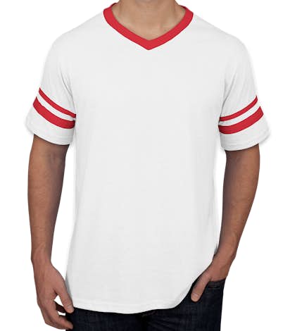 Augusta Double Sleeve Stripe Jersey T-shirt - White / Red