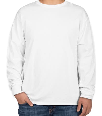 Hanes 100% Cotton Long Sleeve T-shirt - White